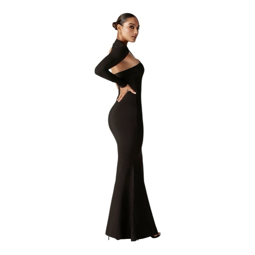 ALIAVA Lilux One Shoulder Modern Maxi Dress Black Formal Gown Size Large NWT - Picture 7 of 15